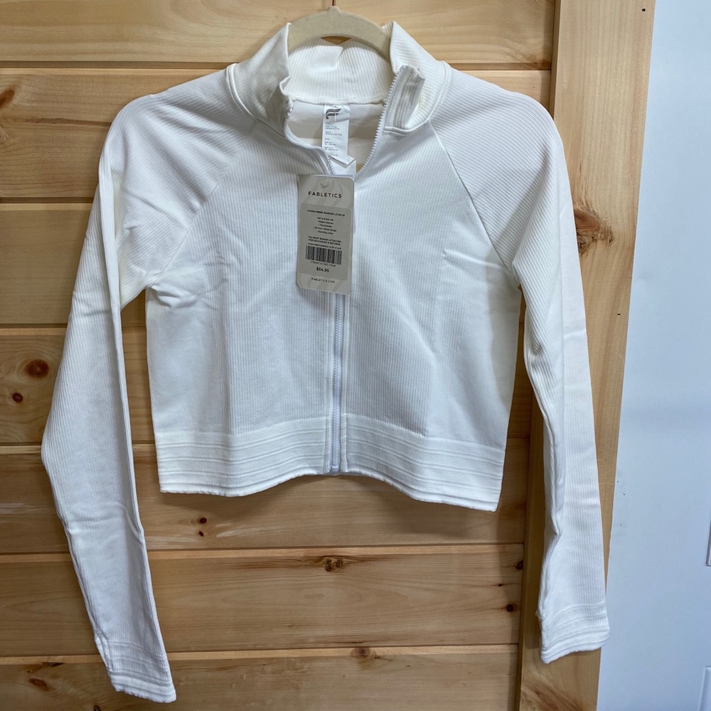 Fabletics Luciano Ribbed Cropped Zip Up